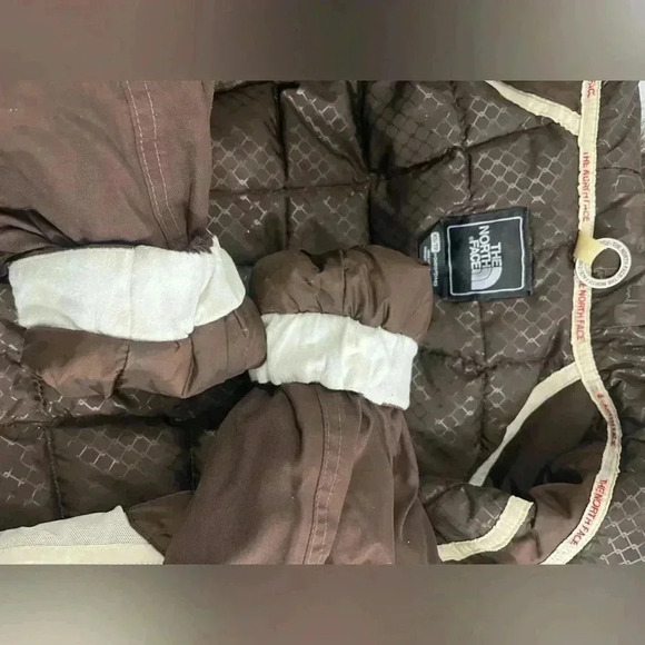 The North Face Goose‎ Down Fur Hood Buckle Jacket Coat Hyvent Woman’s XS Brown B - Picture 11 of 13